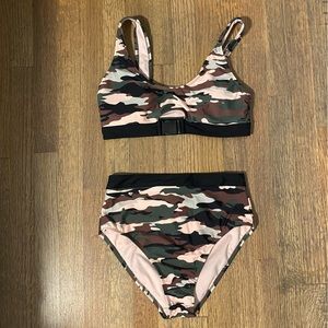 No Boundaries HIgh Waist Camo Bikini Swimsuit